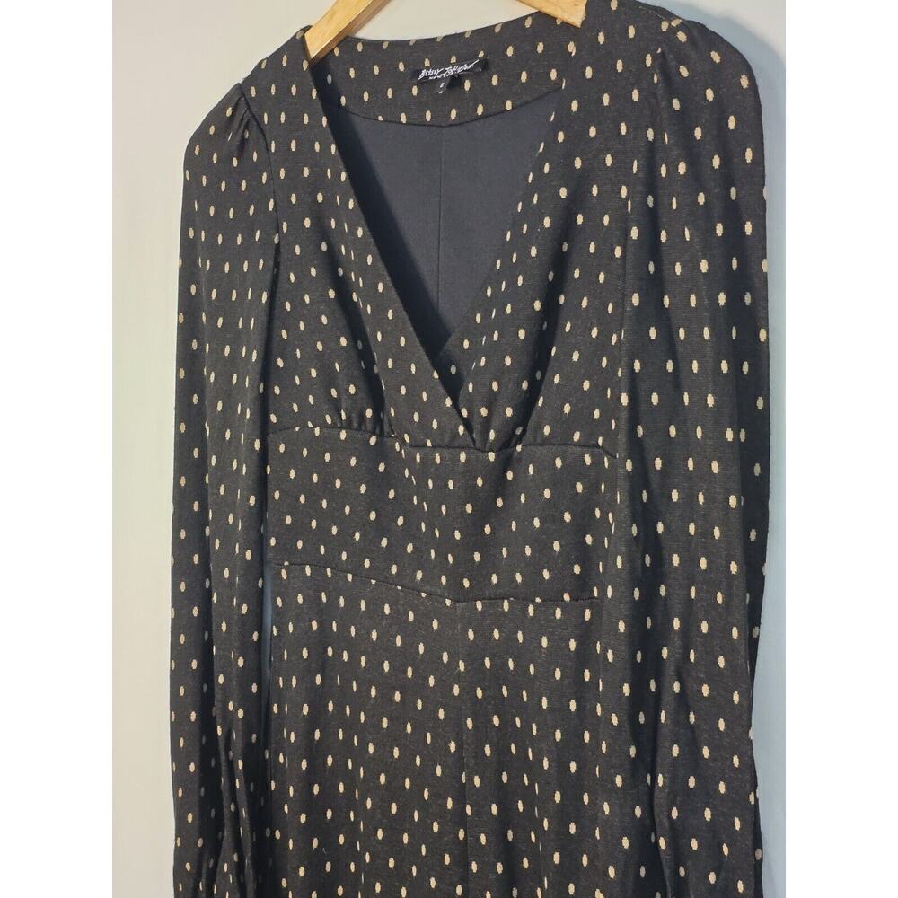 Vintage Y2K 90’s Betsey Johnson Black Brown Polka Dot Dress Aline Size 2 - Picture 2 of 7